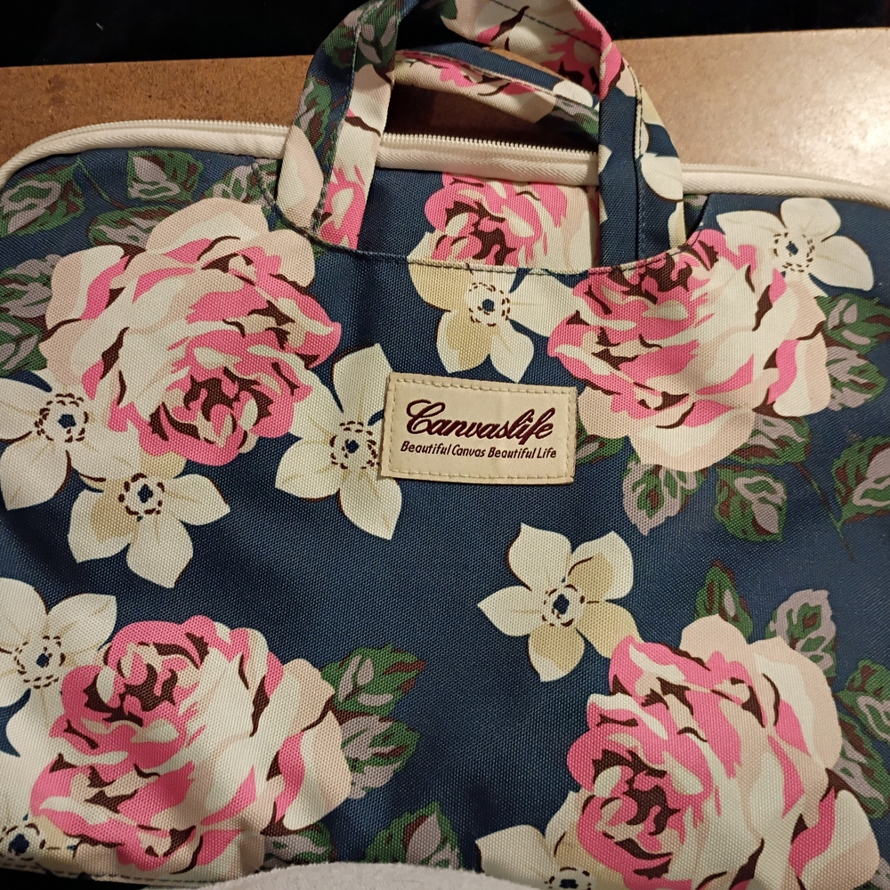 Floral Tote Bag in Navy and Pink